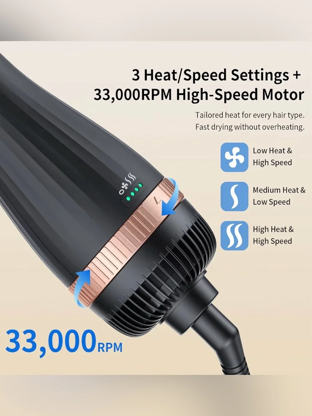 Hot Air Brush Blow Dryer in One,4-in-1 Ionic Hair Dryer